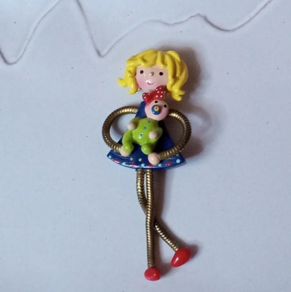 Vintage Brooche with snake chain dangle legs and arms